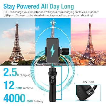 スマホアクセサリー CINEPEER C11 Amazon.co.jp: CINEPEER スマホジンバル 3軸スタビライザー